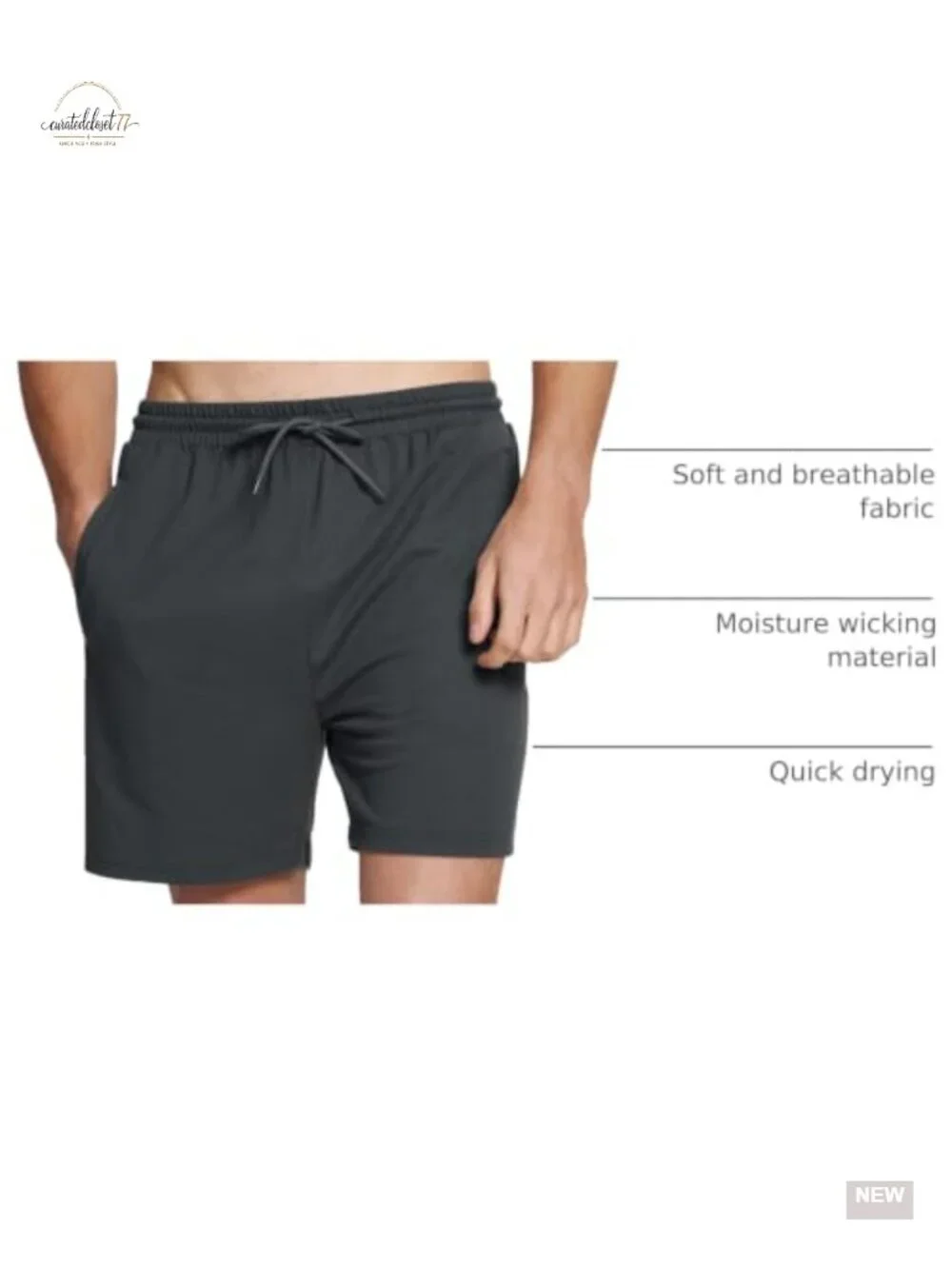 Men's Quick Dry Athletic Shorts with Pockets, Lightweight Bamboo Blend, Relaxed